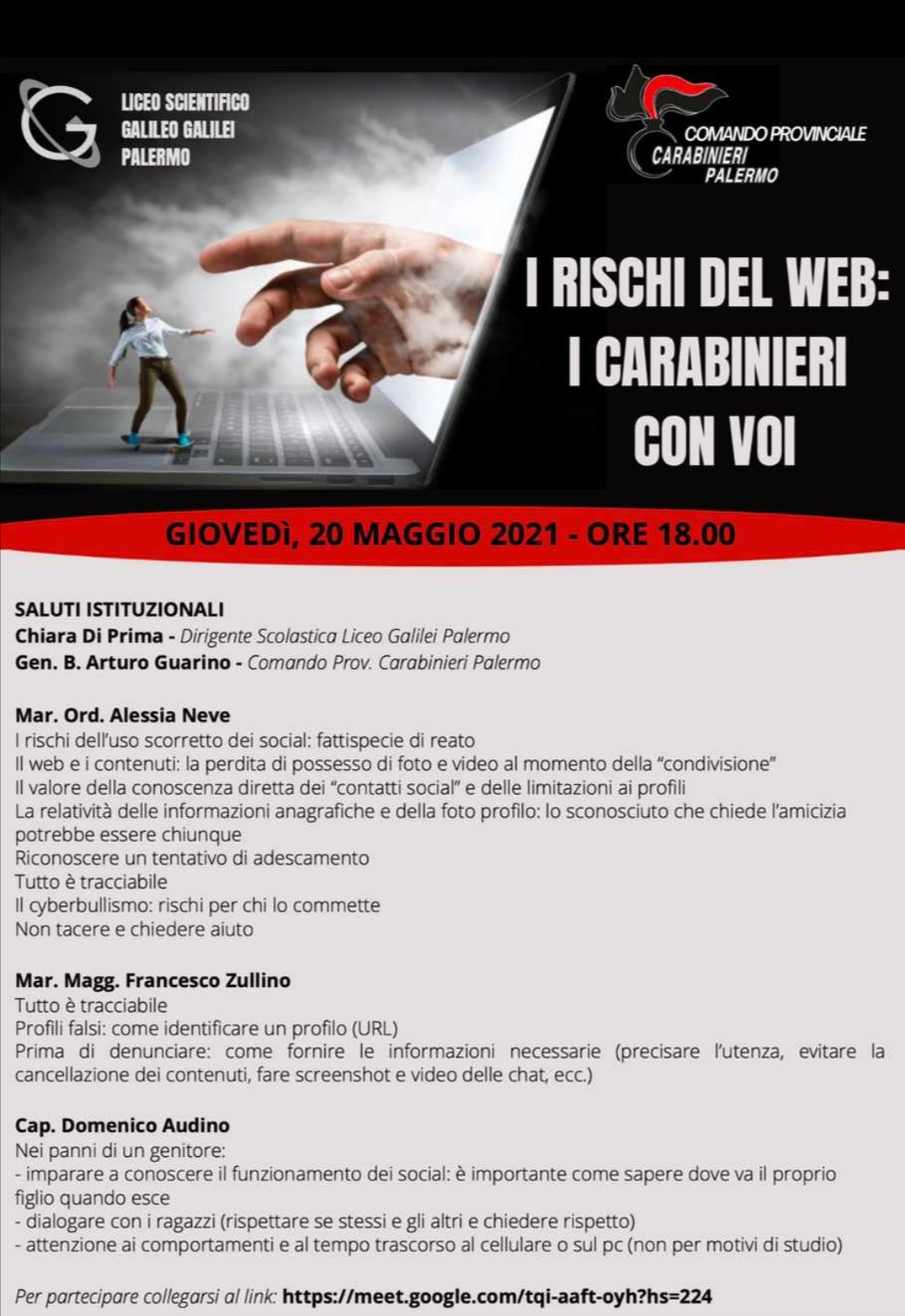 I RISCHI DEL WEB I CARABINIERI CON VOI